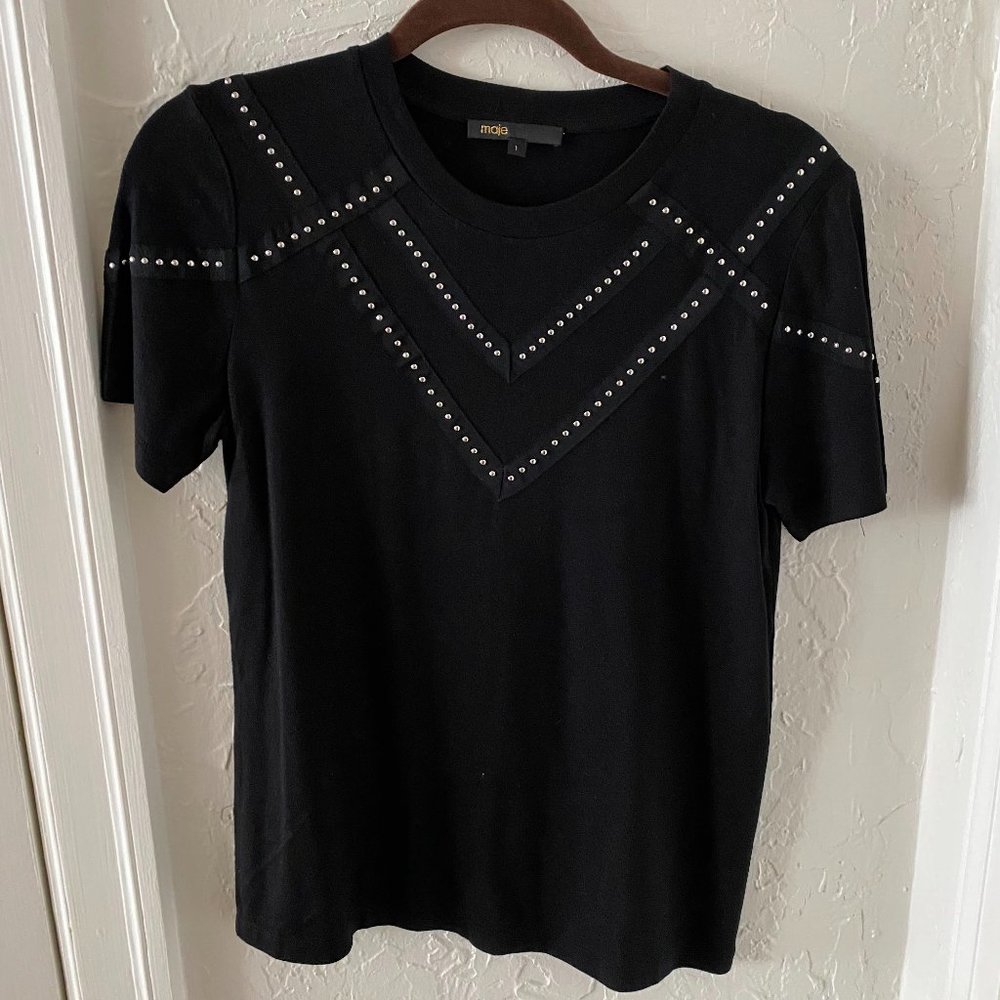Black Beaded Maje Top
